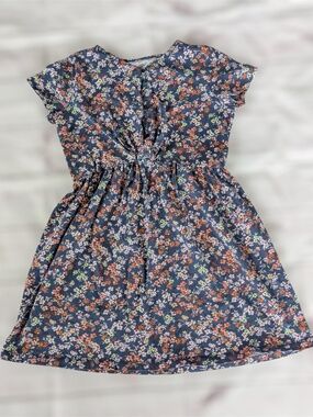 Carter's Kid Girl's Size 10 Blue Floral Cotton Button Dress Short Sleeve Jersey